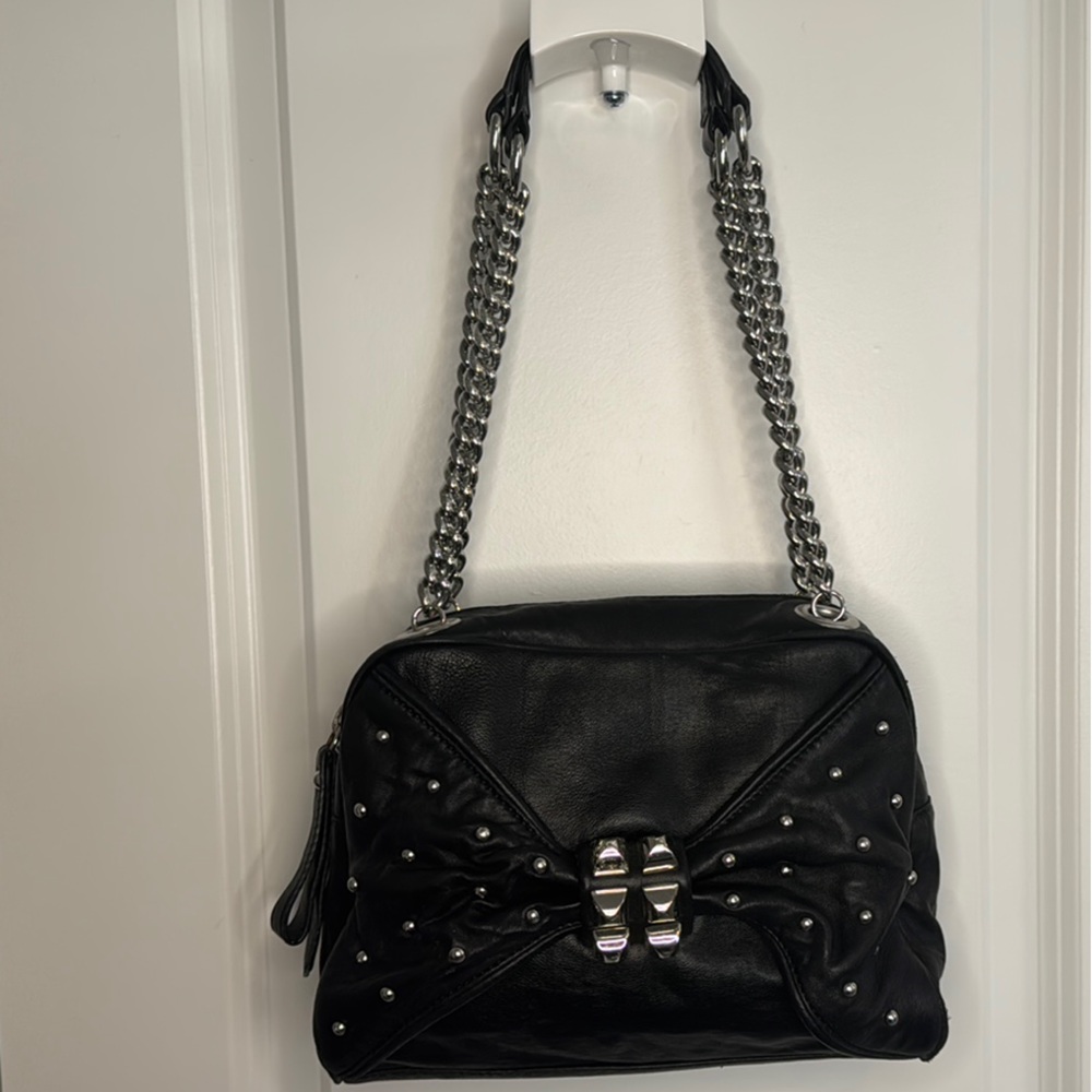 Betsey Johnson Black Studded Chain Shoulder Bag